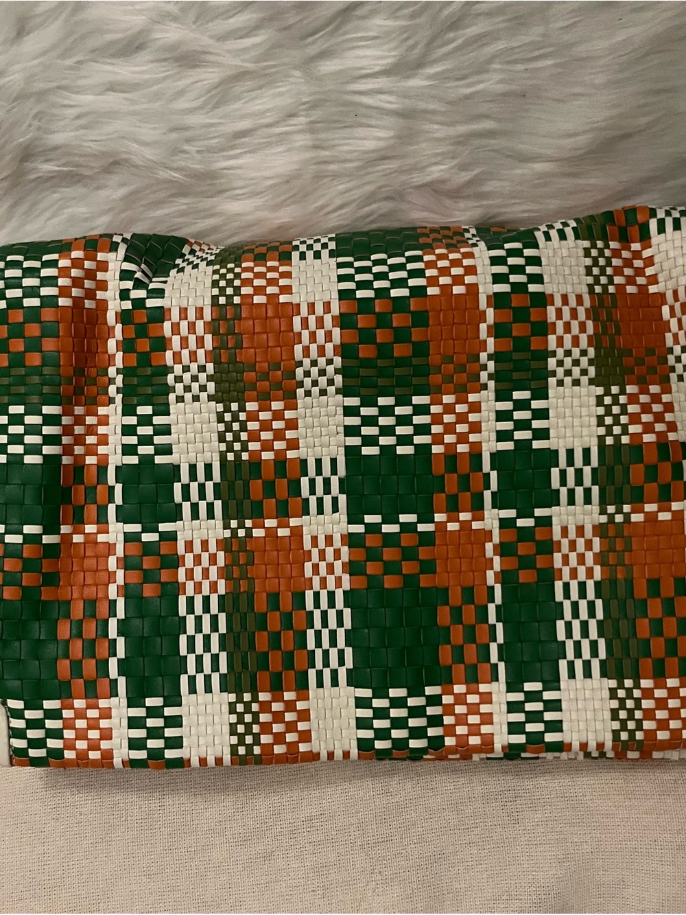 Zara Green, Orange, and White large clutch .